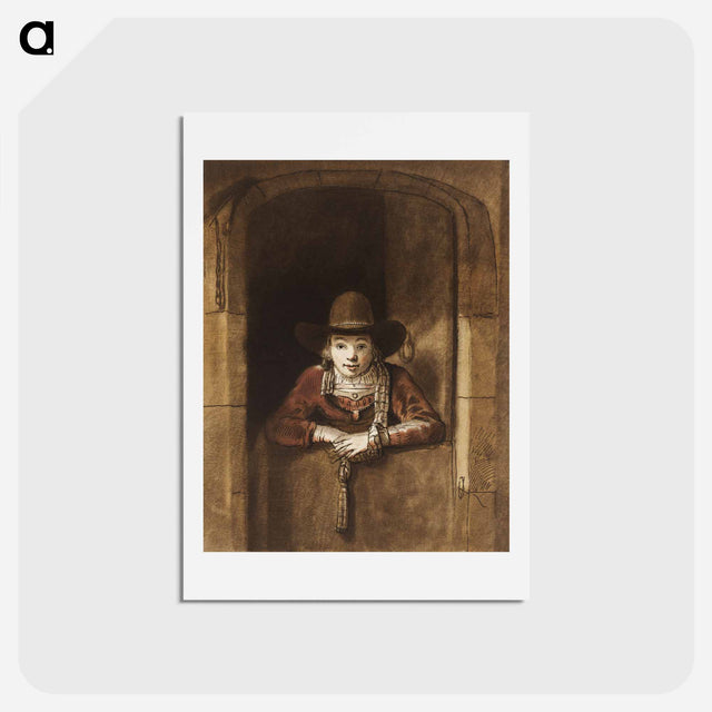 アートポストカード-Boy Leaning on a Half Door
 - コルネリス プロース ファン アムステル Postcard.