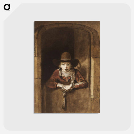 アートポストカード-Boy Leaning on a Half Door
 - コルネリス プロース ファン アムステル Postcard.