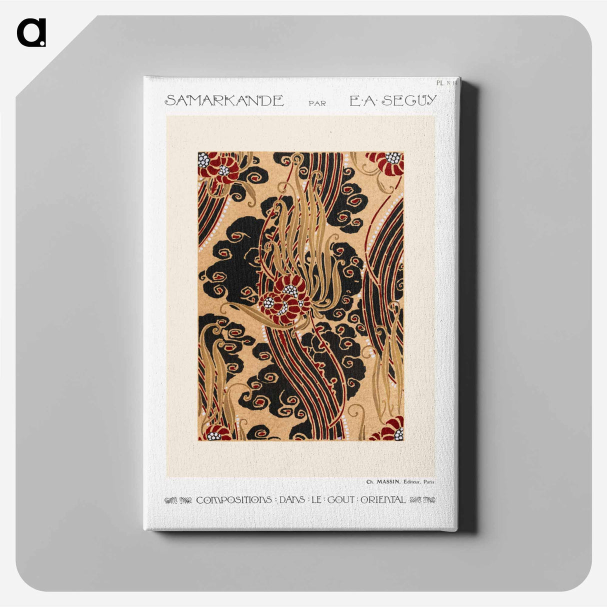 Flower pattern Art Deco stencil print in oriental style - E.A.セギー Canvas.