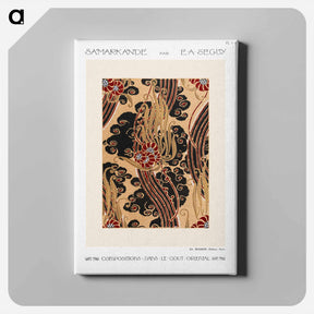 アートパネル-Flower pattern Art Deco stencil print in oriental style - E.A.セギー Canvas.