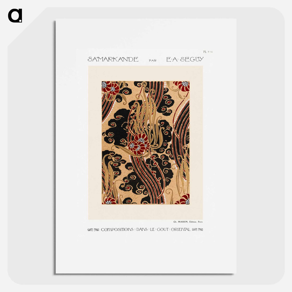 Flower pattern Art Deco stencil print in oriental style - E.A.セギー Poster.
