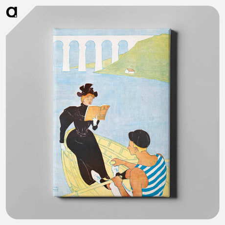 アートパネル-Woman reading in a row boat - エドワード ペンフィールド Canvas.