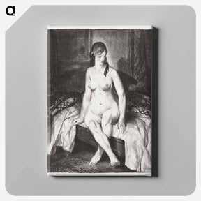 アートパネル-Evening, nude on bed - ジョージ ベローズ Canvas.