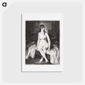 アートポストカード-Evening, nude on bed - ジョージ ベローズ Postcard.