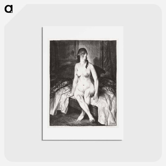 アートポストカード-Evening, nude on bed - ジョージ ベローズ Postcard.