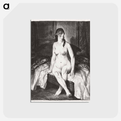 アートポストカード-Evening, nude on bed - ジョージ ベローズ Postcard.