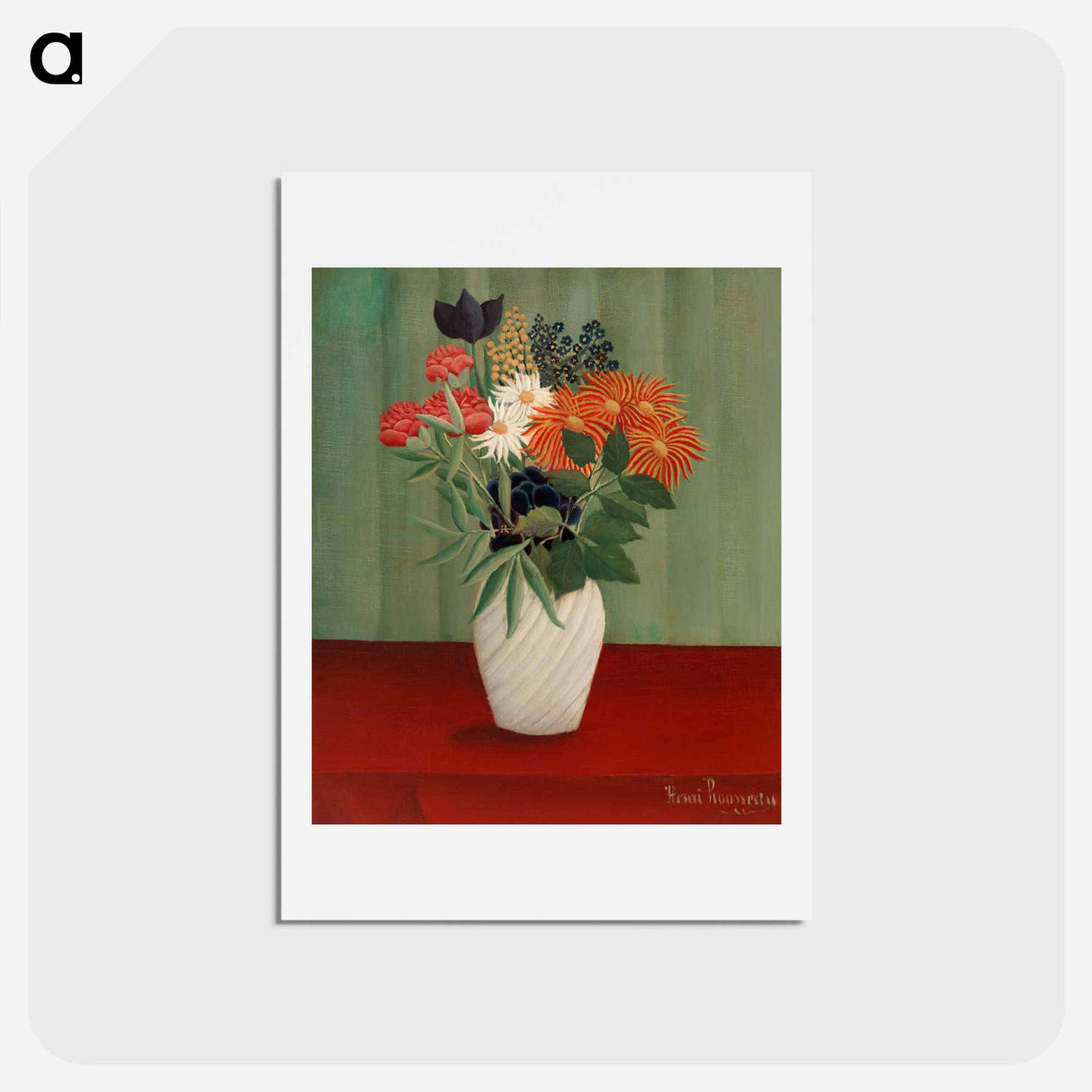 アートポストカード-Bouquet of Flowers with China Asters and Tokyos - アンリ ルソー Postcard.