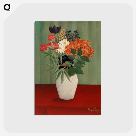 アートポストカード-Bouquet of Flowers with China Asters and Tokyos - アンリ ルソー Postcard.