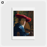 アートポストカード-Girl with the Red Hat - ヨハネス フェルメール Postcard.