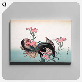 アートパネル-Katsushika Hokusai’s cock and flower - 葛飾 北斎 Canvas.