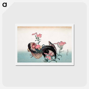 アートポストカード-Katsushika Hokusai’s cock and flower - 葛飾 北斎 Postcard.