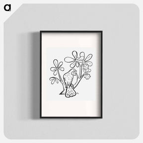 アートポスター-Pigeon on a branch of a chestnut tree - レオ ヘステル Poster.