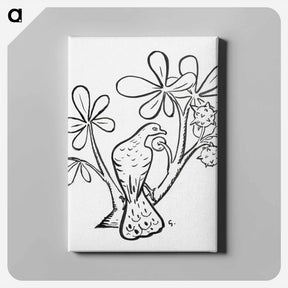 アートパネル-Pigeon on a branch of a chestnut tree - レオ ヘステル Canvas.
