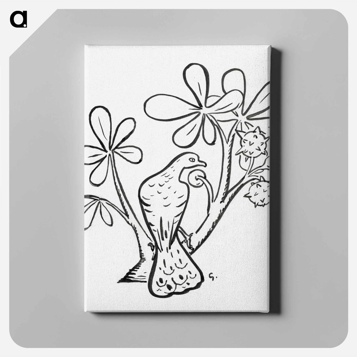 Pigeon on a branch of a chestnut tree - レオ ヘステル Canvas.