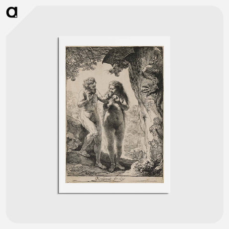アートポストカード-Adam and Eve - レンブラント ファン レイン Postcard.