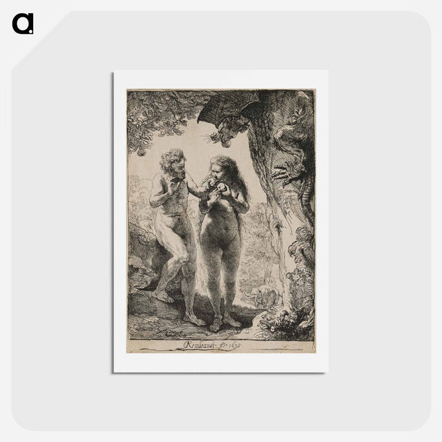アートポストカード-Adam and Eve - レンブラント ファン レイン Postcard.