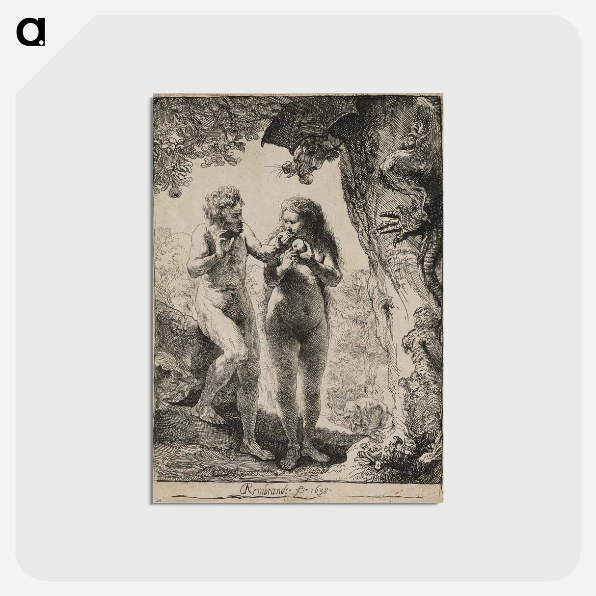 アートポストカード-Adam and Eve - レンブラント ファン レイン Postcard.