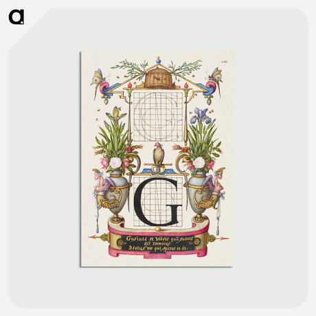 アートポストカード-Guide for Constructing the Letter G from Mira Calligraphiae Monumenta
 - 書道のお手本 Postcard.
