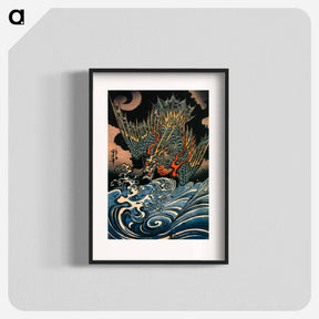 アートポスター-Dragon flying above turbulent waves - 歌川 国芳 Poster.