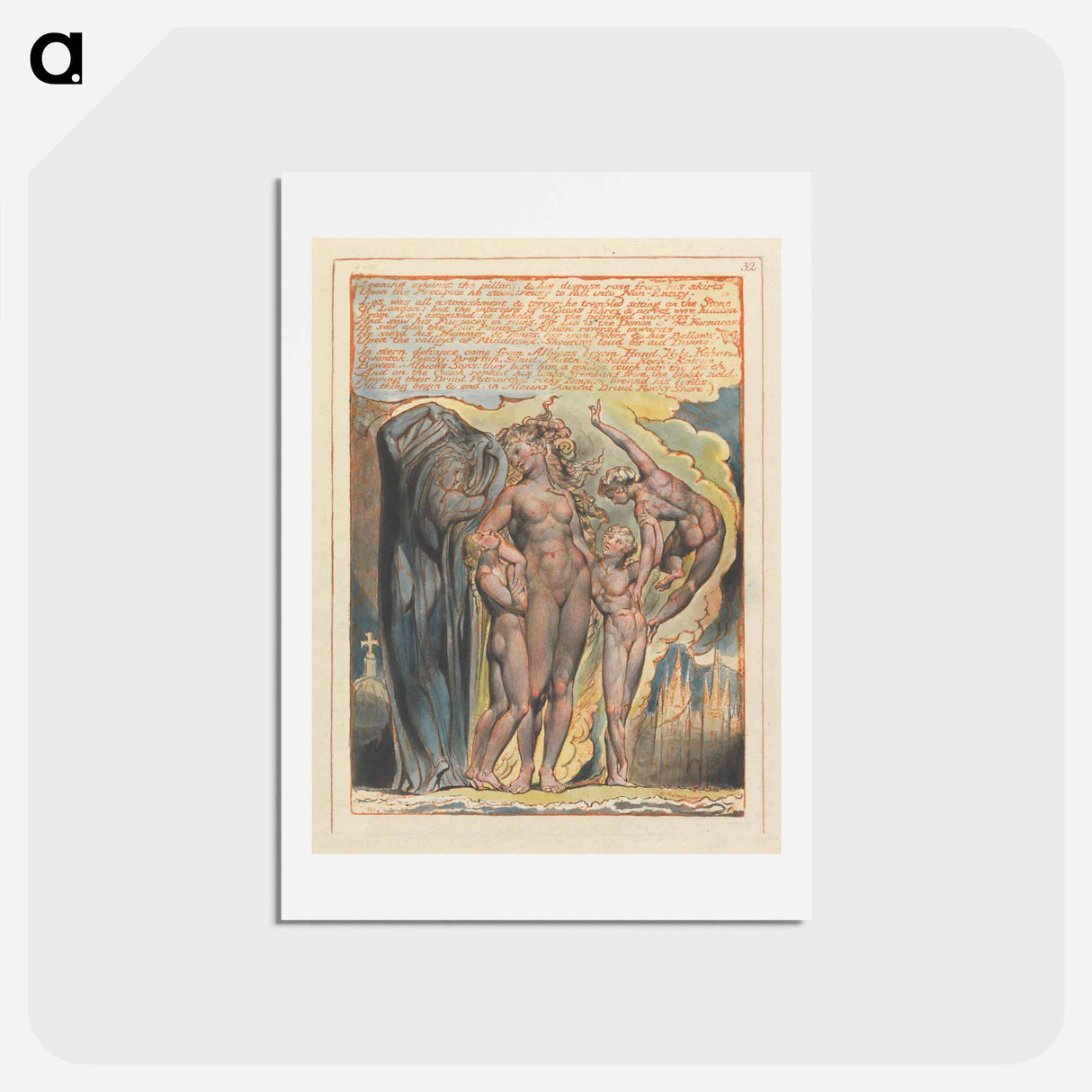 アートポストカード-Jerusalem, Plate 32 - ウィリアム ブレイク Postcard.