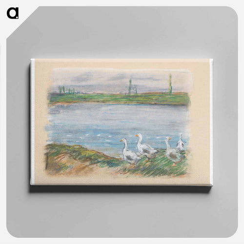 Four Geese by the River - アルフレッド シスレー Canvas.
