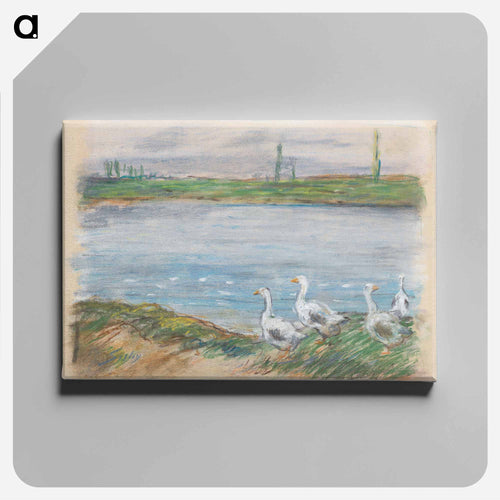 Four Geese by the River - アルフレッド シスレー Canvas.