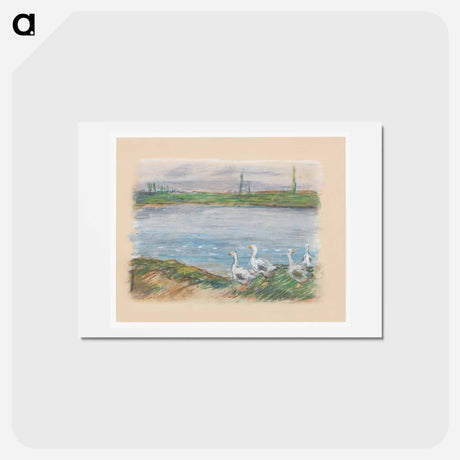 アートポストカード-Four Geese by the River - アルフレッド シスレー Postcard.