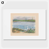 Four Geese by the River - アルフレッド シスレー Poster.