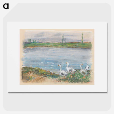 アートポスター-Four Geese by the River - アルフレッド シスレー Poster.