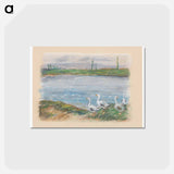 アートポストカード-Four Geese by the River - アルフレッド シスレー Postcard.