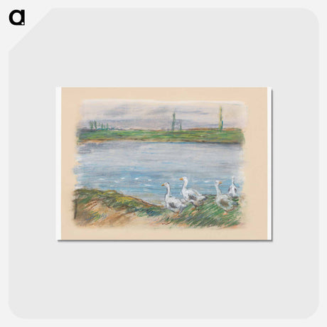 アートポストカード-Four Geese by the River - アルフレッド シスレー Postcard.