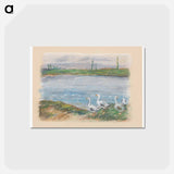 Four Geese by the River - アルフレッド シスレー Postcard.