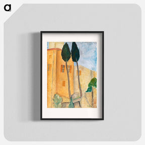アートポスター-Cypresses and Houses at Cagnes - アメデオ モディリアーニ Poster.