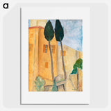 Cypresses and Houses at Cagnes - Amedeo Modigliani Poster.