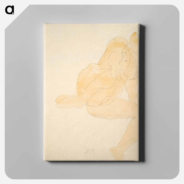 アートパネル-Nude Sitting, Knee Raised - オーギュスト ロダン Canvas.