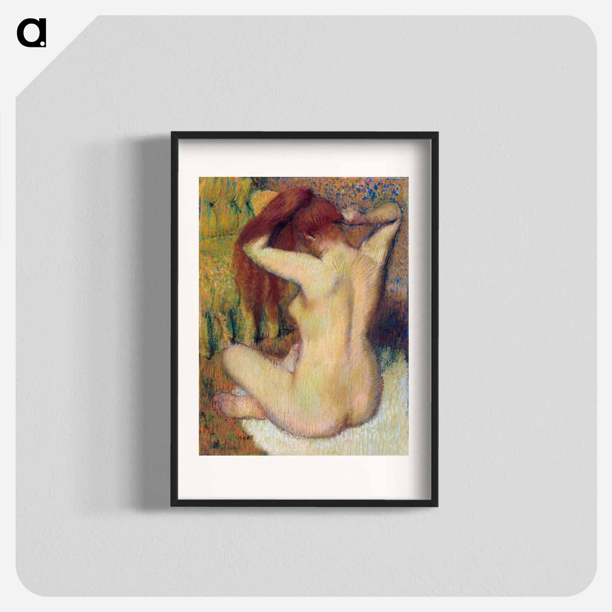Woman Combing Her Hair - エドガー ドガ Poster.