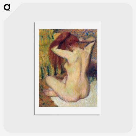 アートポストカード-Woman Combing Her Hair - エドガー ドガ Postcard.