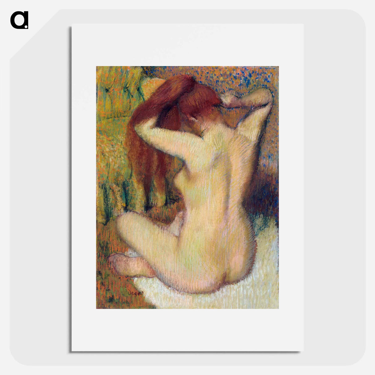 Woman Combing Her Hair - エドガー ドガ Poster.