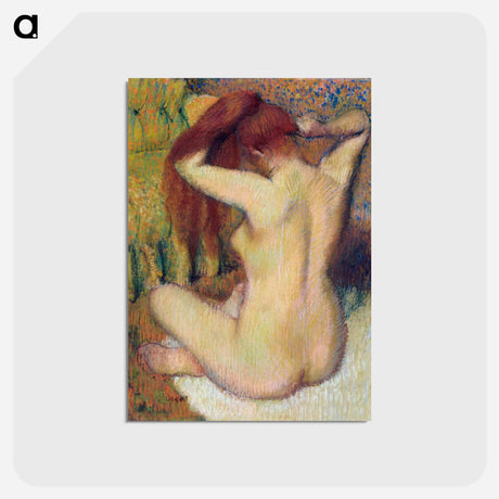 アートポストカード-Woman Combing Her Hair - エドガー ドガ Postcard.