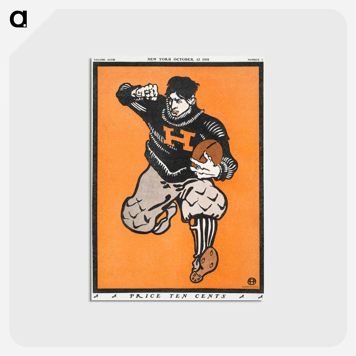 アートポストカード-American football player - エドワード ペンフィールド Postcard.