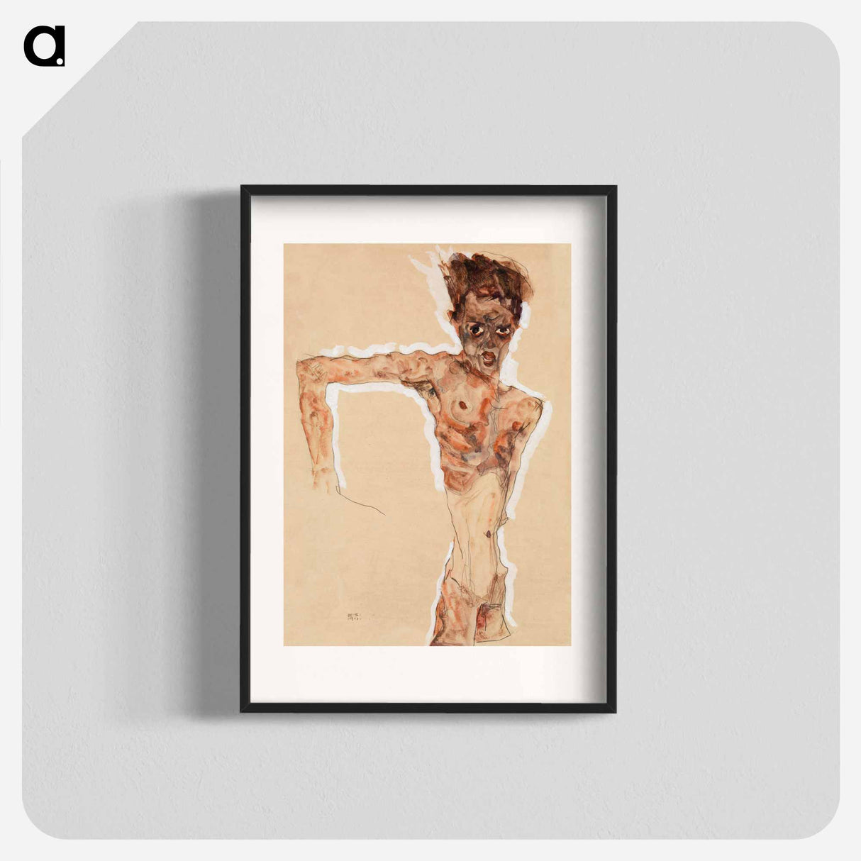 Naked man. Self-Portrait - エゴン シーレ Poster.