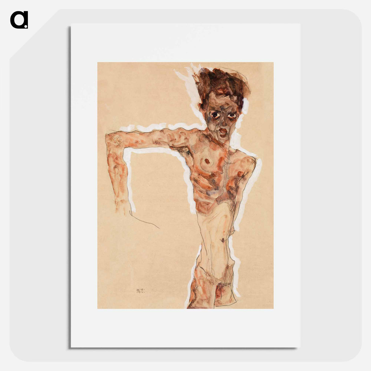 Naked man. Self-Portrait - エゴン シーレ Poster.