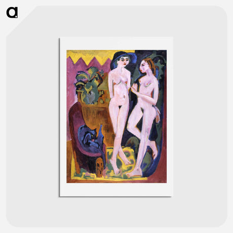 アートポストカード-Two Nudes in a Room - エルンスト ルートヴィヒ キルヒナー Postcard.