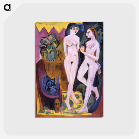 アートポストカード-Two Nudes in a Room - エルンスト ルートヴィヒ キルヒナー Postcard.