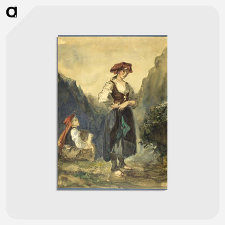 アートポストカード-イエロー - ウジェーヌ ドラクロワ Postcard.