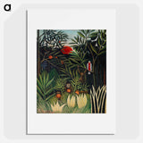 Monkeys and Parrot in the Virgin Forest - Henri Rousseau Poster.