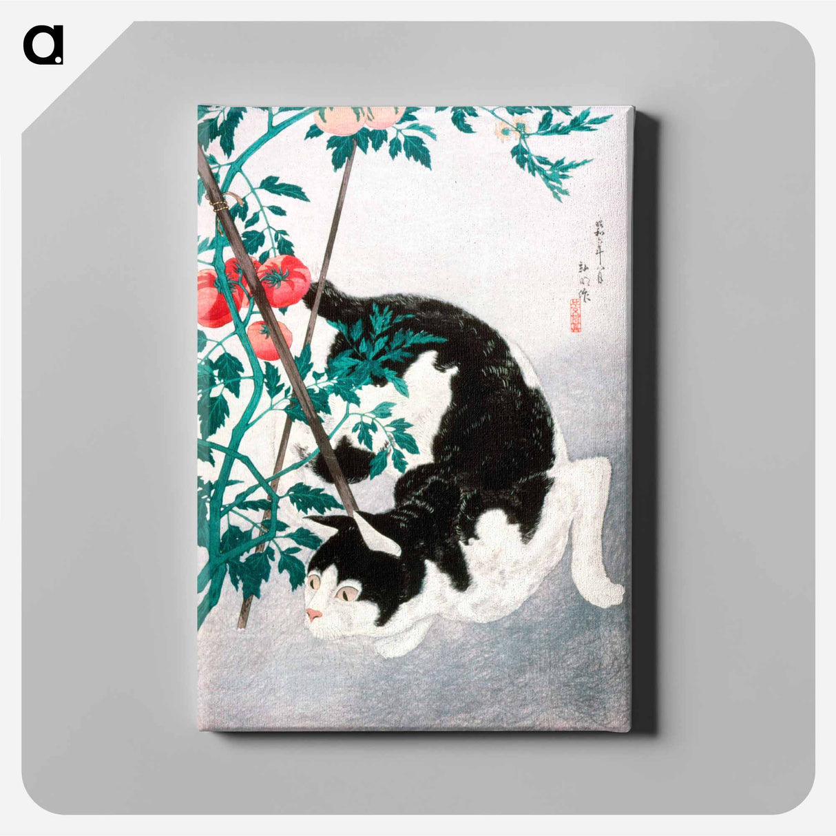 Cat with Tomato Plant - Hiroaki Takahashi Canvas.