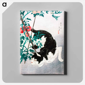 アートパネル-Cat with Tomato Plant - 高橋 宏明 Canvas.