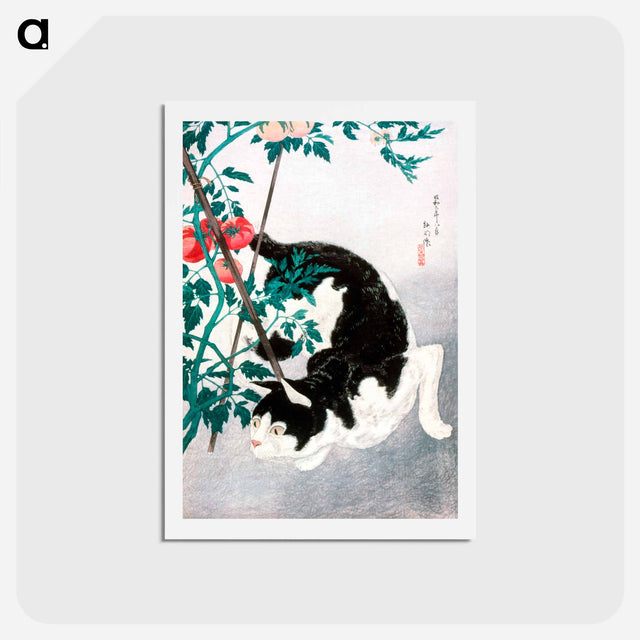 アートポストカード-Cat with Tomato Plant - 高橋 宏明 Postcard.