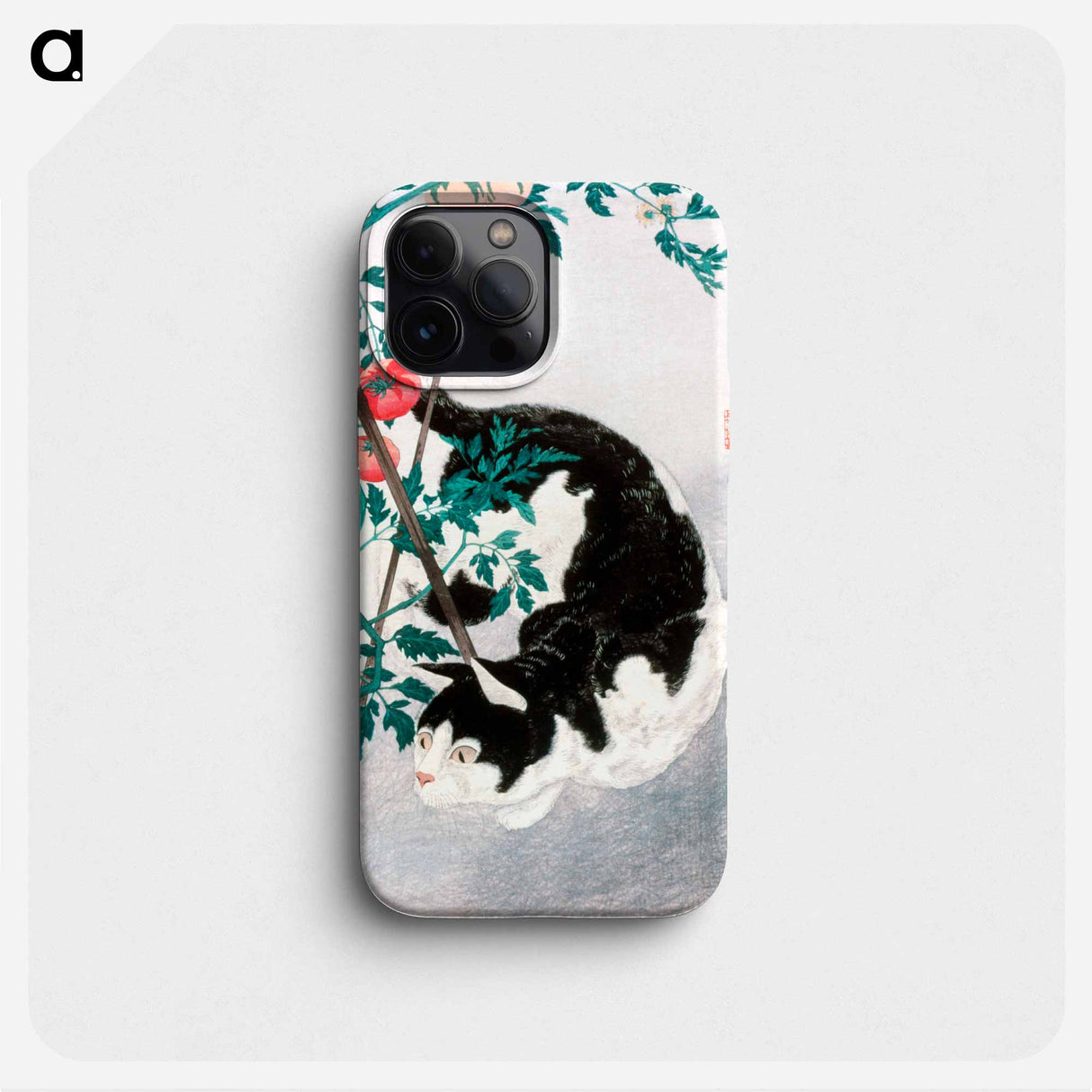 Cat with Tomato Plant - Hiroaki Takahashi Phone Case.